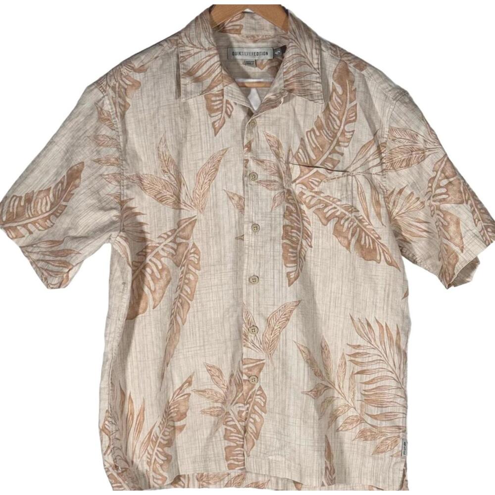 Quiksilver Edition Shirt Men‎ Medium Hawaiian Tropical Short Sleeve Button Up